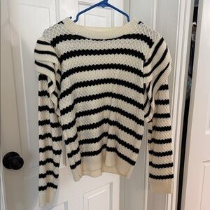 SHEIN Black and Cream Striped Sweater